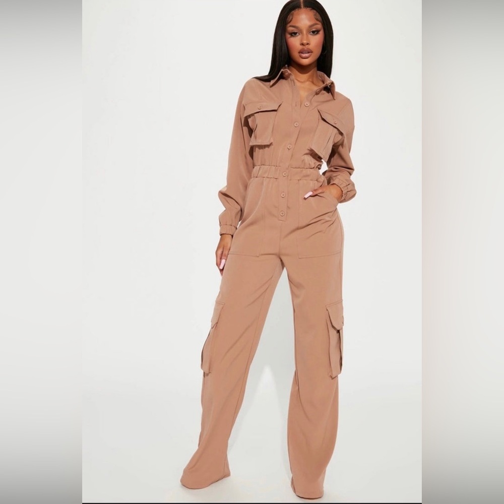 Fashion Nova, Here For it cargo Jumpsuit, XS runs big